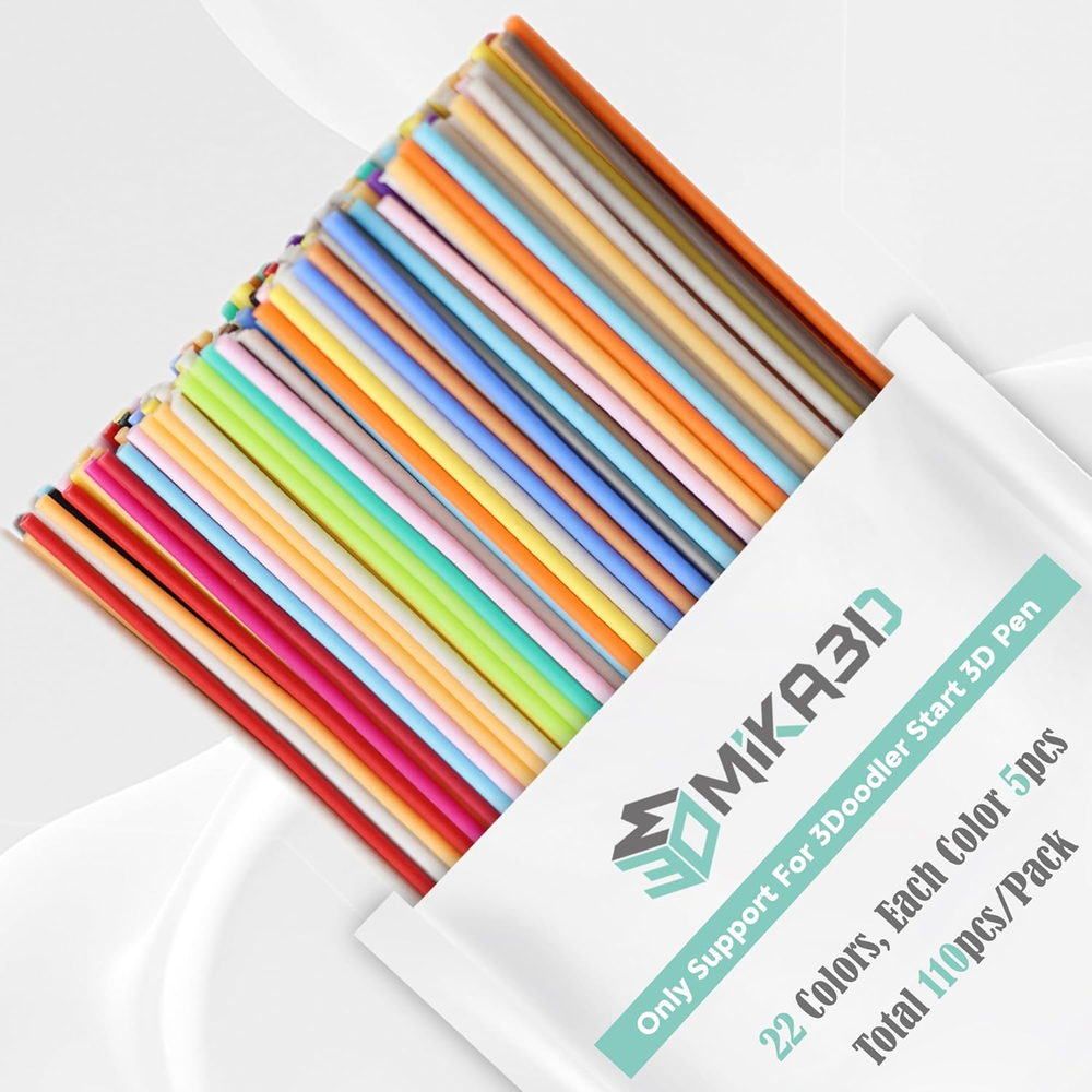 PCL Filament Refill Pack for 3Doodler Start+ Pen - 22 Colors, 15cm Strands