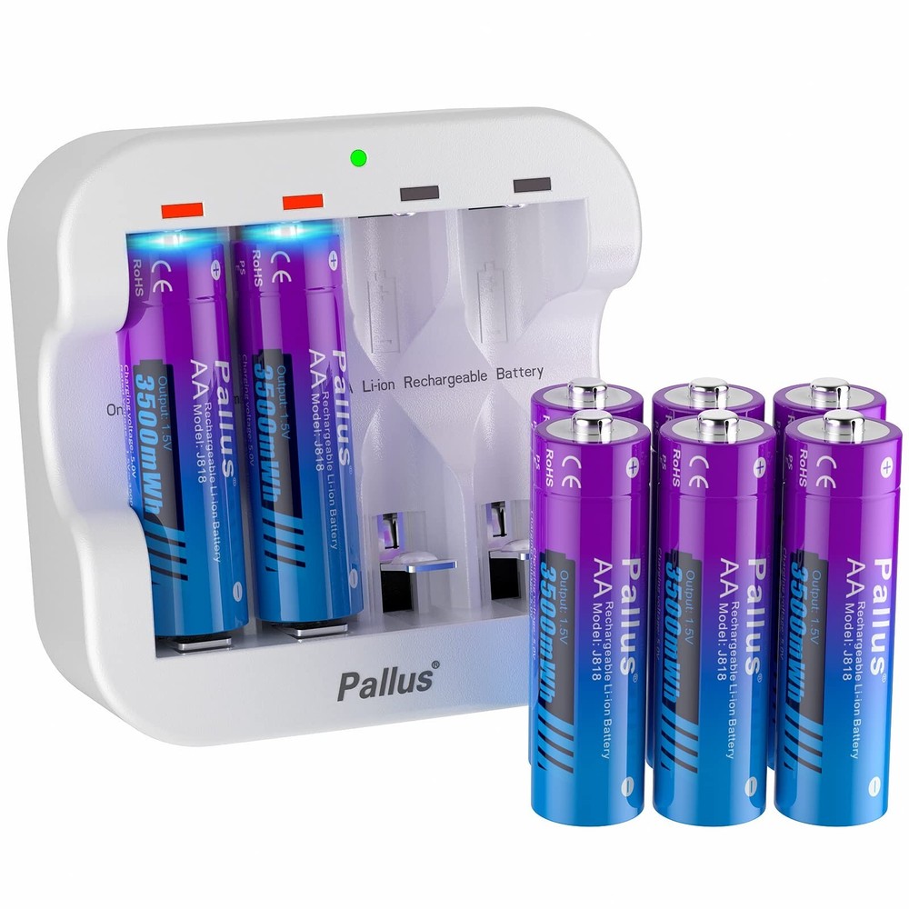 Pallus 8-Pack 1.5V Lithium AA Rechargeable Batteries Long-Lasting Power