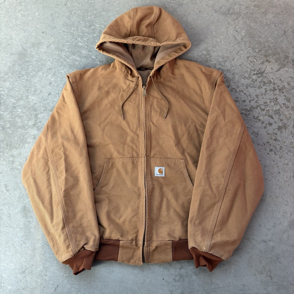 Carhartt J131 BRN Duck Active Jacket Full Zip Union Lined USA Size Large Regular