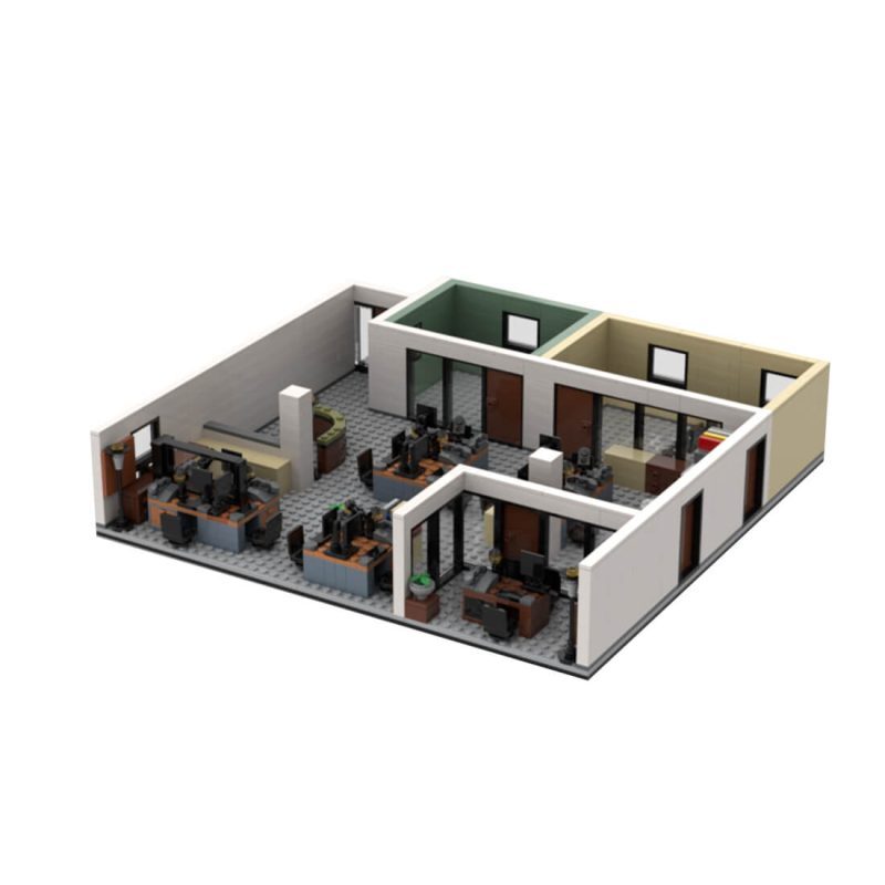 ZITIANYOUBUILD 2-in-1 Office Building Model Bundle with Interior 2078 Pieces