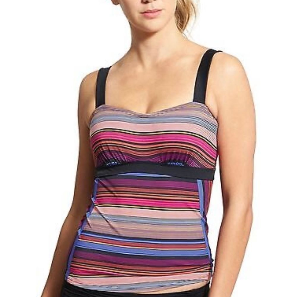 Athleta Women's Capri Stripe Pura Tankini Top Multi Stripe Size 32 B/C