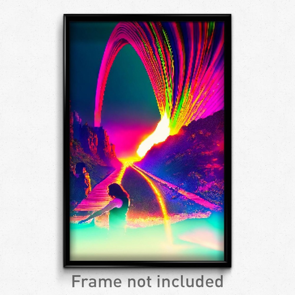 8-Bit Psychedelic Pixel Art Poster - Vibrant Trippy Video Game Print