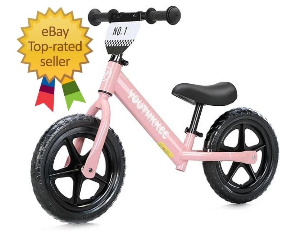 12 Inch Toddler Balance Bike for 2-5 Year Olds, No-Pedal with KC, Pink