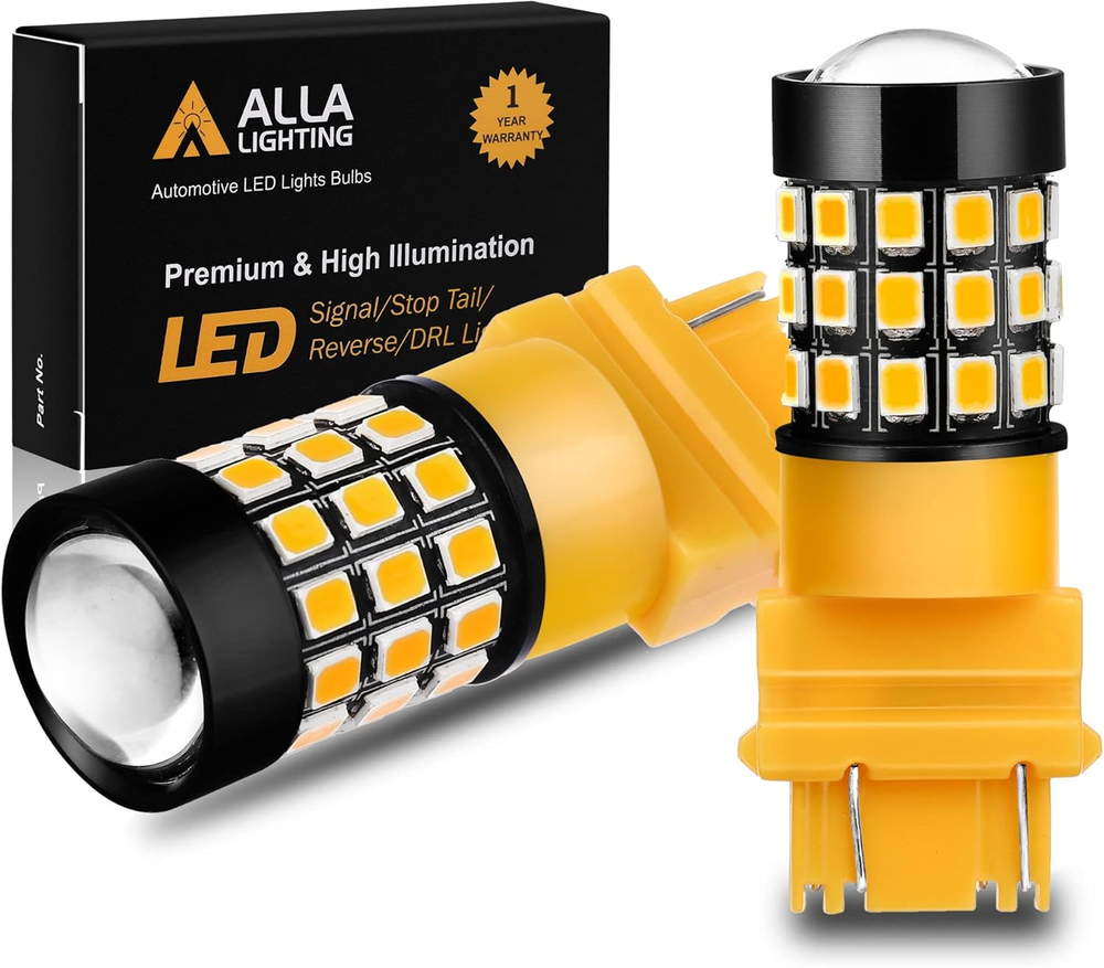 Newly Upgraded T25 Wedge 3156 3157 LED Bulbs, Amber Yellow Turn Signal Lights, 3