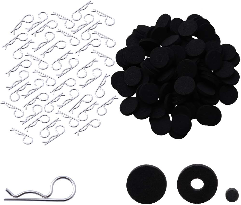 200Pcs RC Body Clips Pins & Foam Body Washers for All 1/10 1/12 Scale Traxxas Re