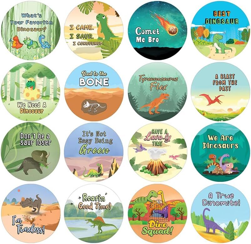 5 Sets of 16 Awesome Dinosaur Stickers for Creative Fun