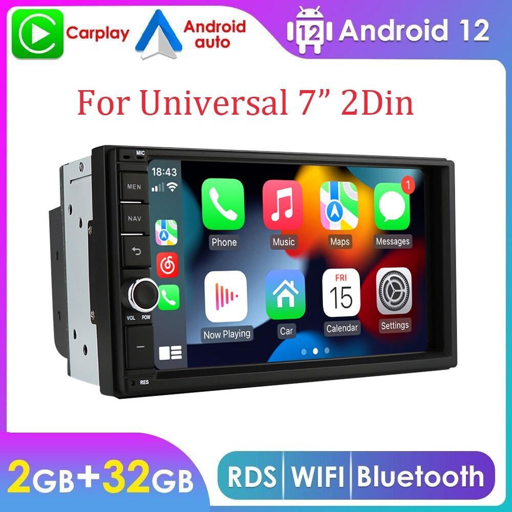 Double 2Din 7inch Android 12 4Core Car Radio CarPlay Dash Stereo GPS Wifi 2+32GB