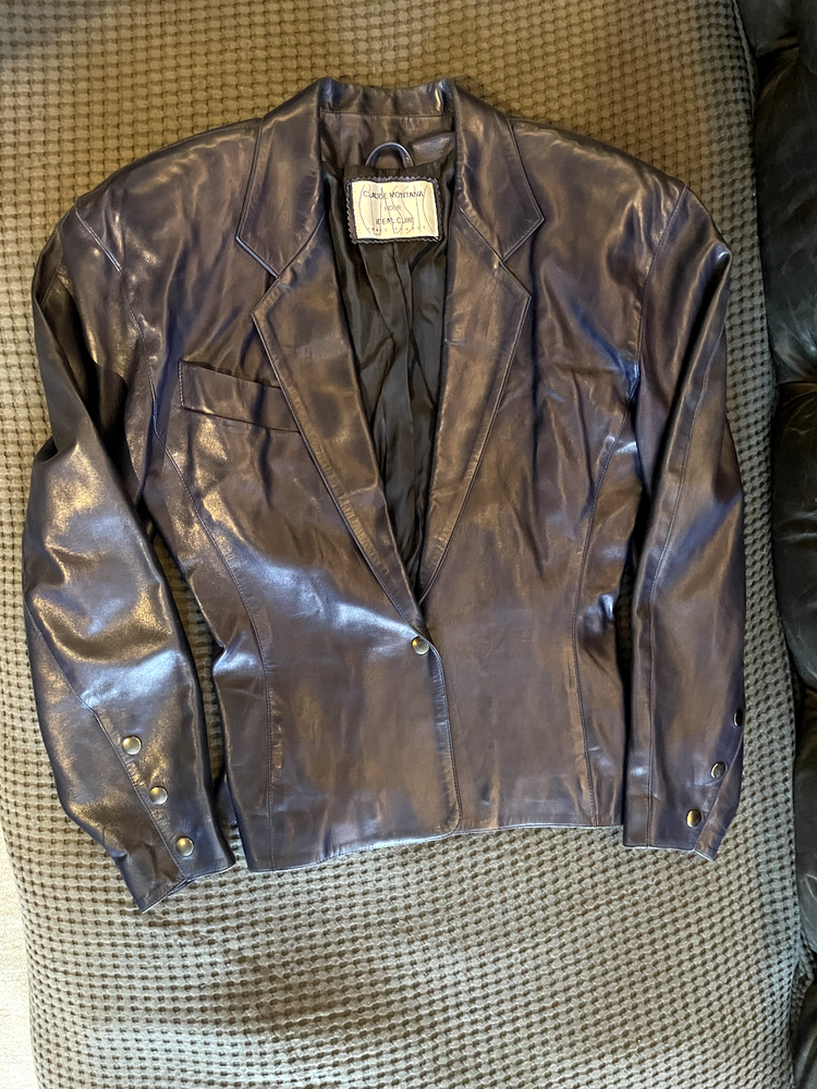 Vintage CLAUDE MONTANA rare Deep Blue Leather Jacket: Size 40