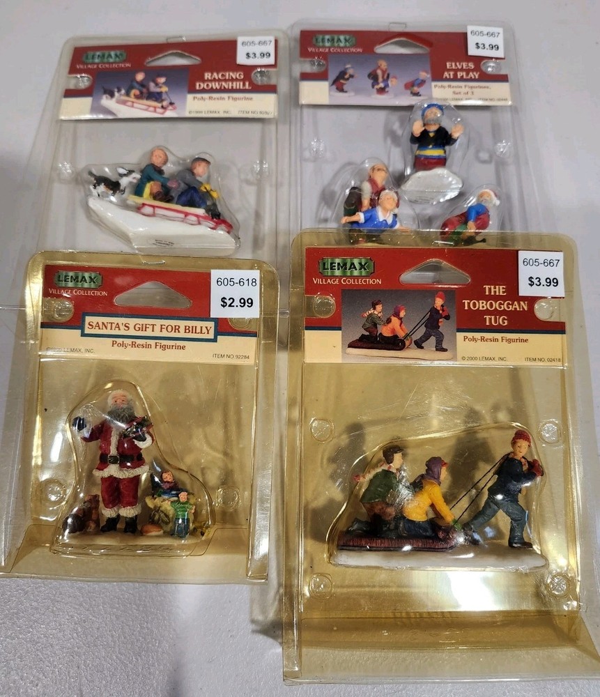 Vintage 1999 & 2001 Lemax Christmas Village Figurines New Unopened Set