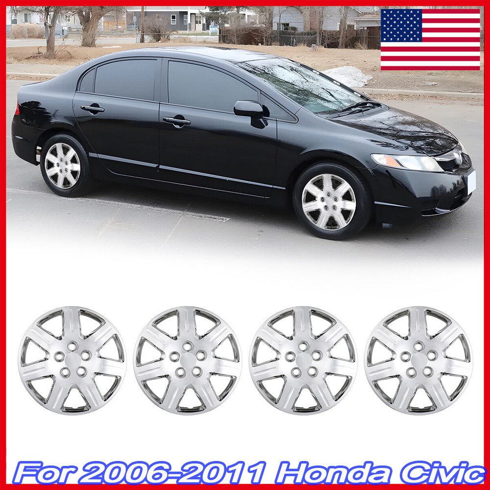 4PCS 16 Inch Bolt-On Wheel Covers Full Hub Caps for 2006-2011 Honda Civic