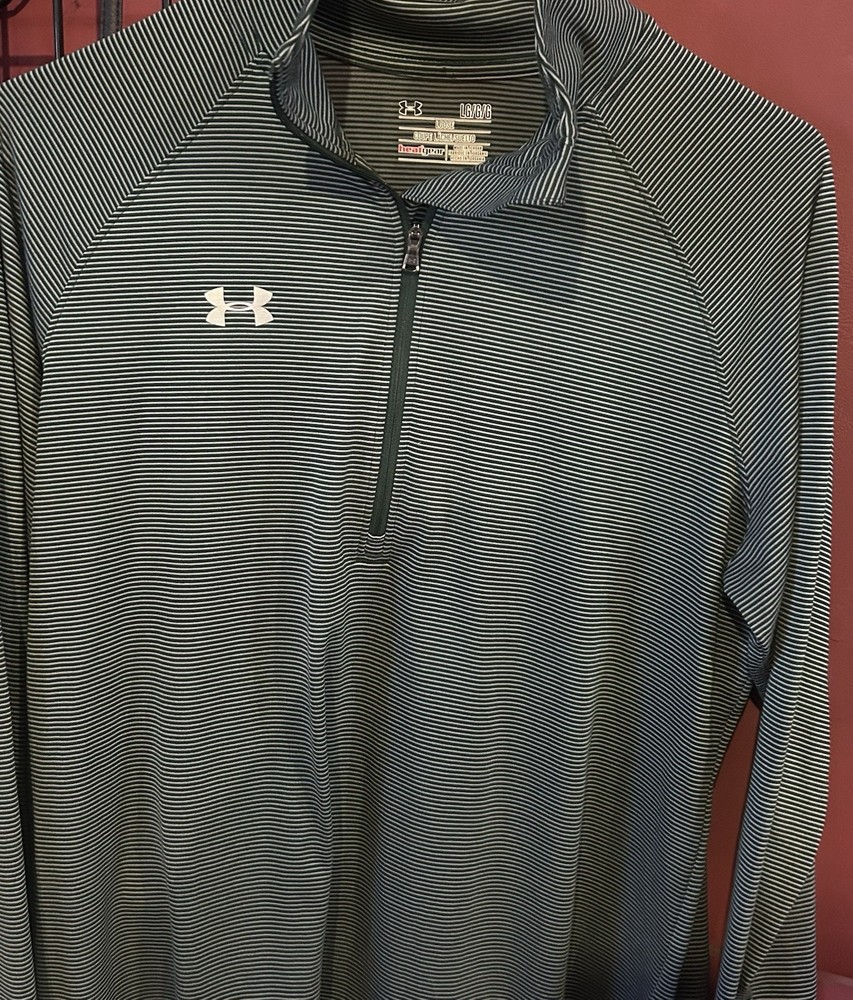Under Armour Heat gear 1/4 Zip  Pullover Shirt Men's L Black Gray Athletic Top