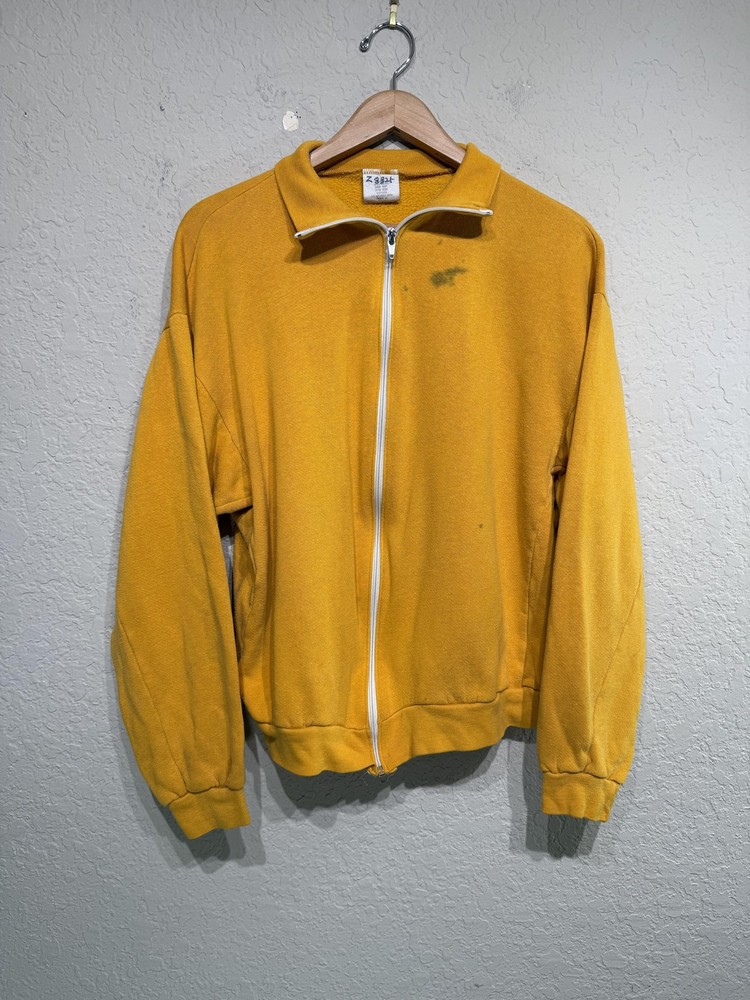 Vintage 80s US Army Physical Fitness Zip Up Sweatshirt XL Banana Yellow Track