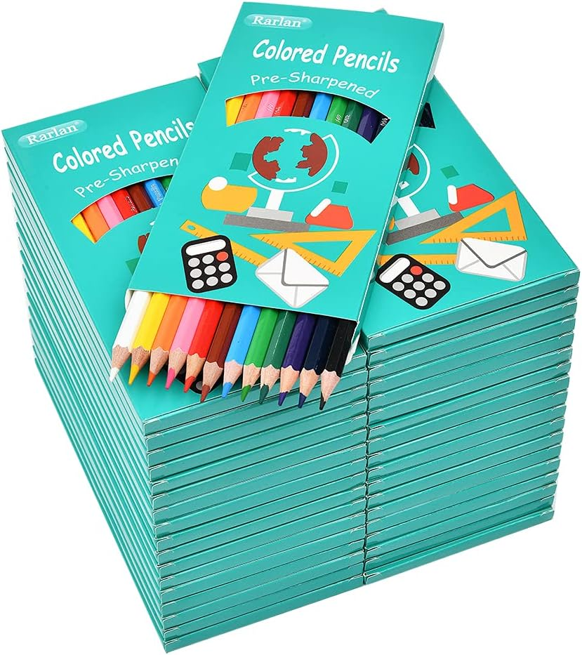 Colored Pencils Bulk, Pre-Sharpened Colored Pencils for Kids, 12 Assorted Colors