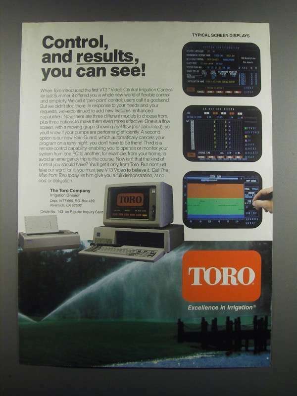 1985 Toro VT3 Video Central Irrigation Controller Ad