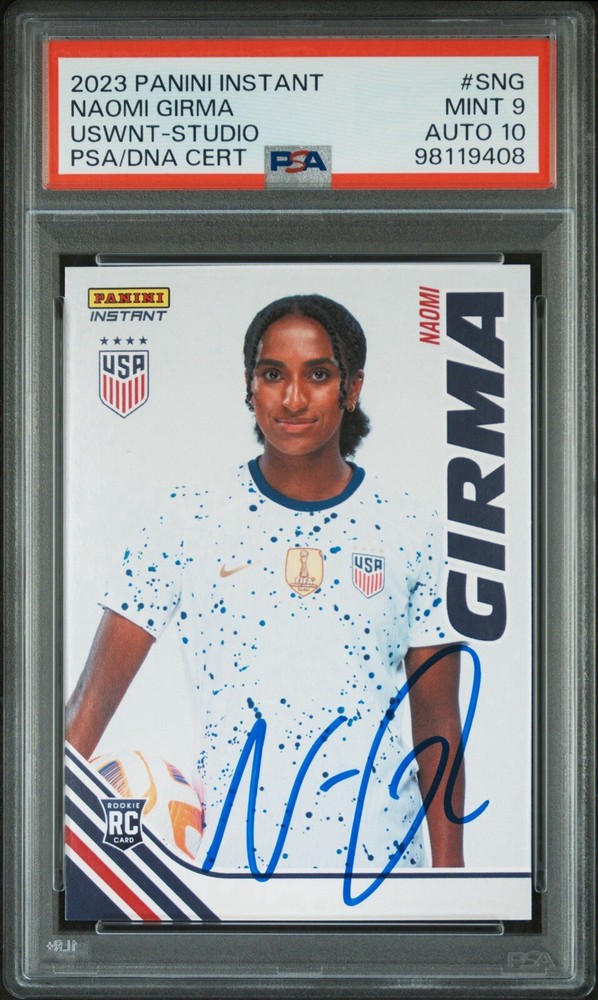2023 Panini Instant Naomi Girma USWNT Rookie Auto Card #SNG PSA MINT 9/GEM 10