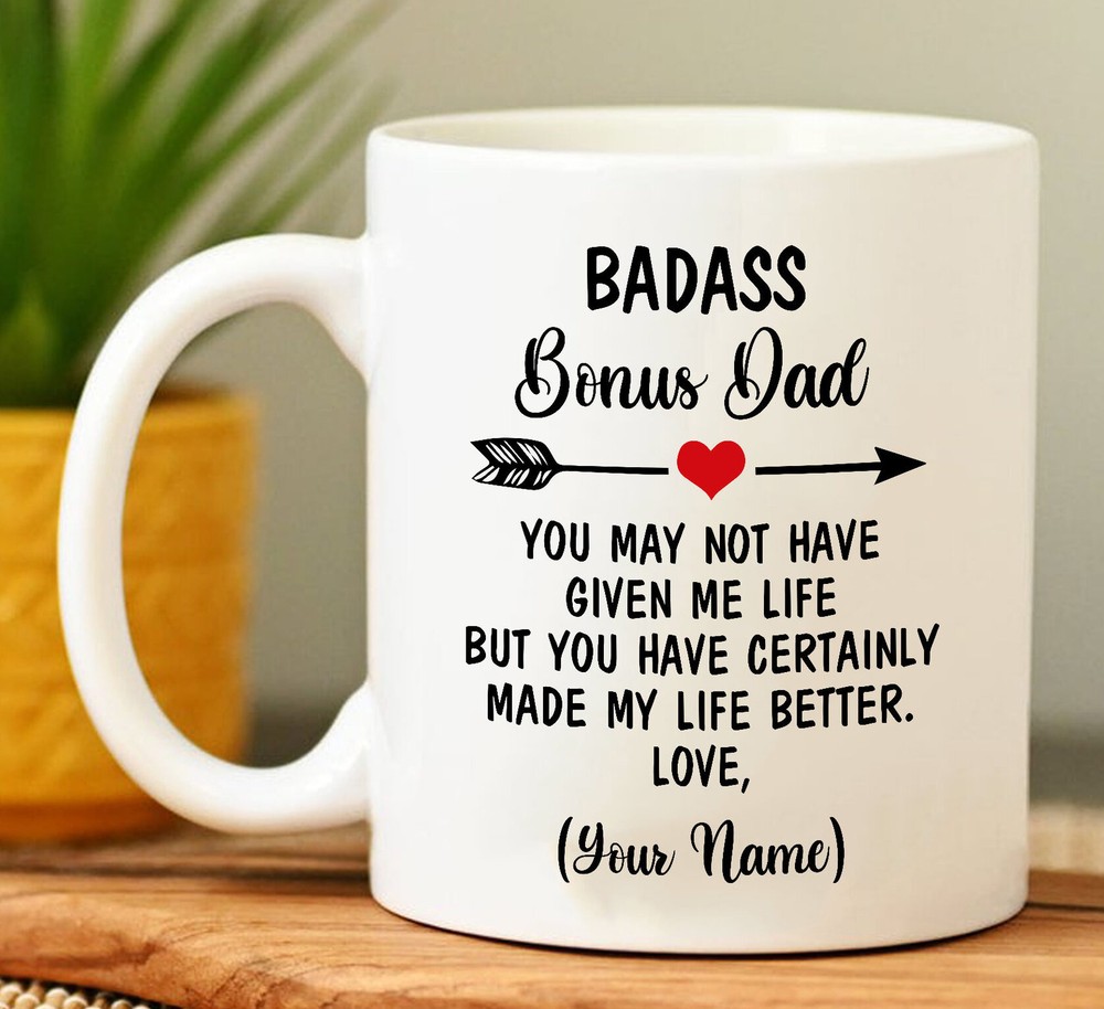 Badass Bonus Dad Mug Fathers Day Gift Gift For Dad Personalized Funny Coffee Mug