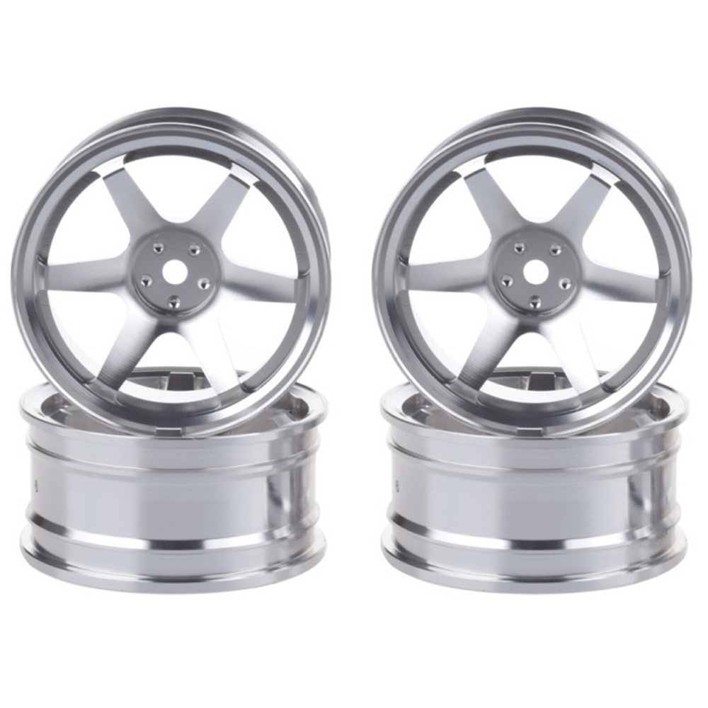 4Pcs Silver Aluminum Alloy Wheel Rims for 1/10 RC Crawler Car