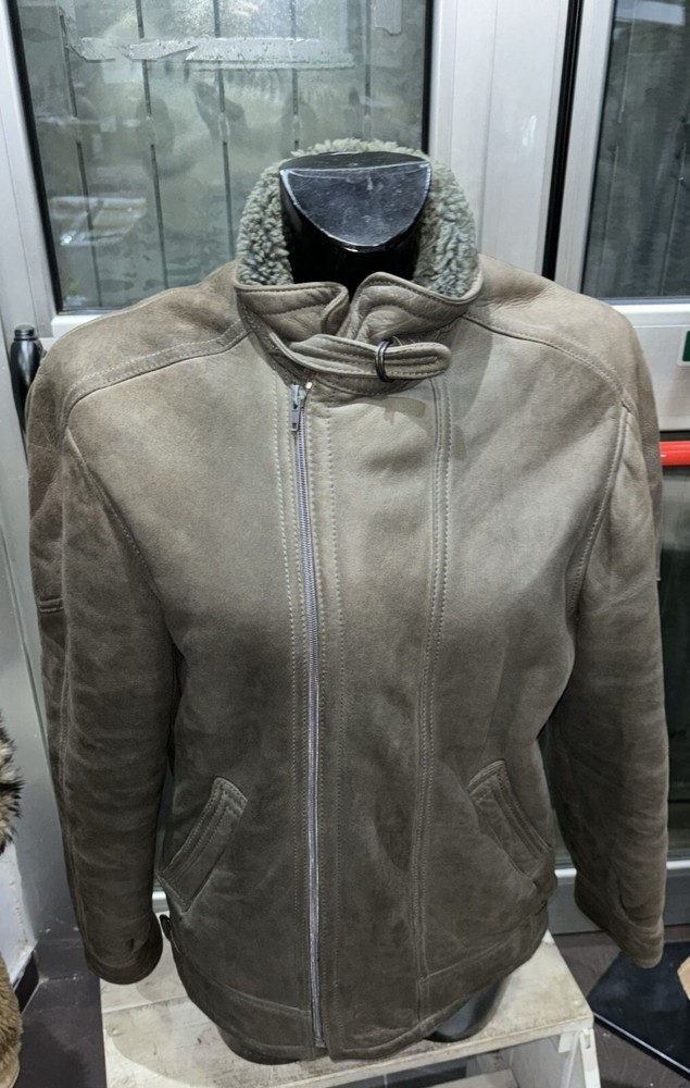 Used Shearling Sheepskin Coat Brown Size 46 LLD317