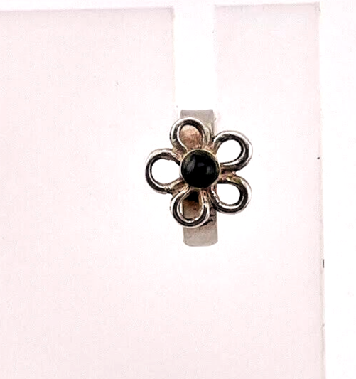 925 Silver Black Onyx Daisy Flower Cuff Earring Southwest Boho Style 1788  