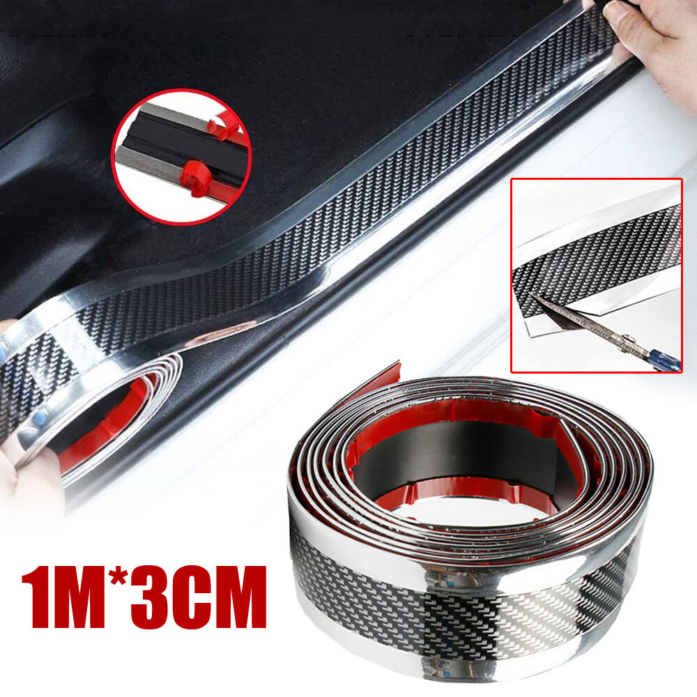 Car Sticker Sliver Carbon Fiber Rubber Door Sill Protector Edge Guard Strip Trim
