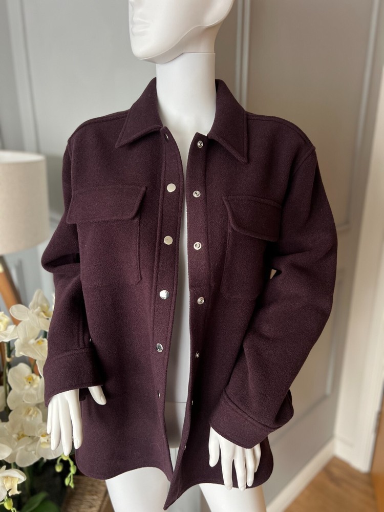 Other Stories Women Wool Blend Overshirt Jacket Burgundy Size 34 EUR