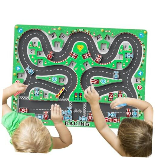 Magnetic Alphabet Maze, Montessori Toys, Two-Player Racing Preschool Toys for