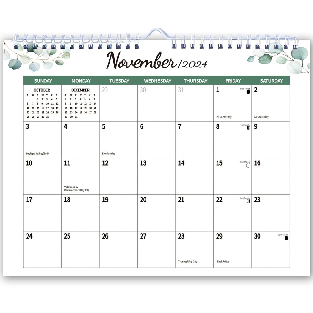 2025 Wall Calendar, Hanging Spiral Calendar  November 2024 to December 2025