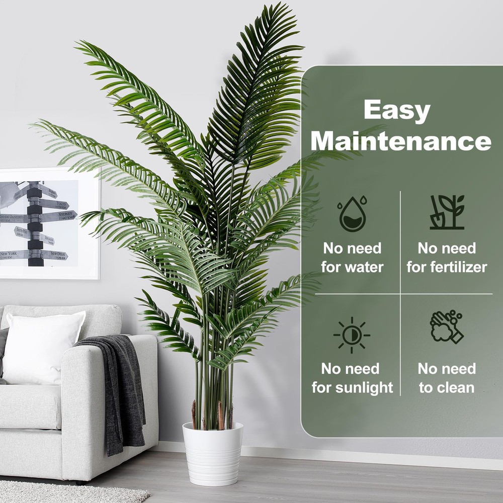 6Ft Artificial Tropical Palm Tree With 18 Removable Leaves for Indoor/Outdoor