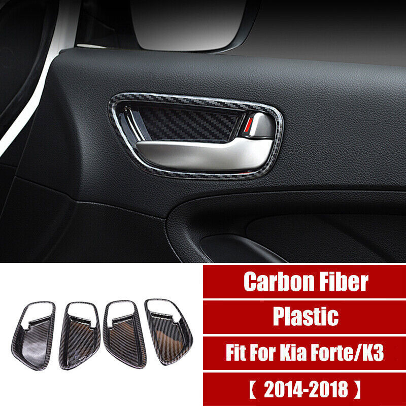 4p Carbon Fiber Style Inner Handle Door Bowl Cover Trim For Kia Forte K3 14-2018