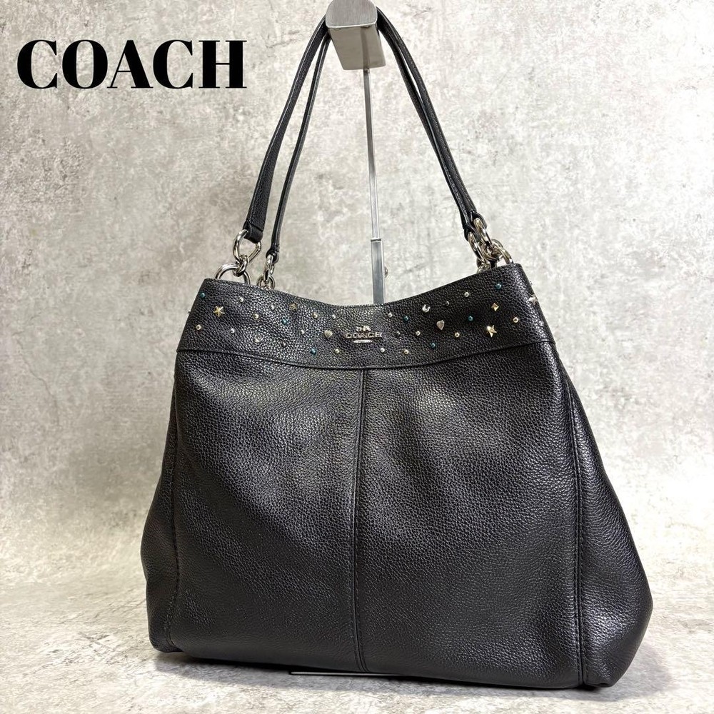 Coach Lexie Studded Leather Tote Bag Black Excellent Condition