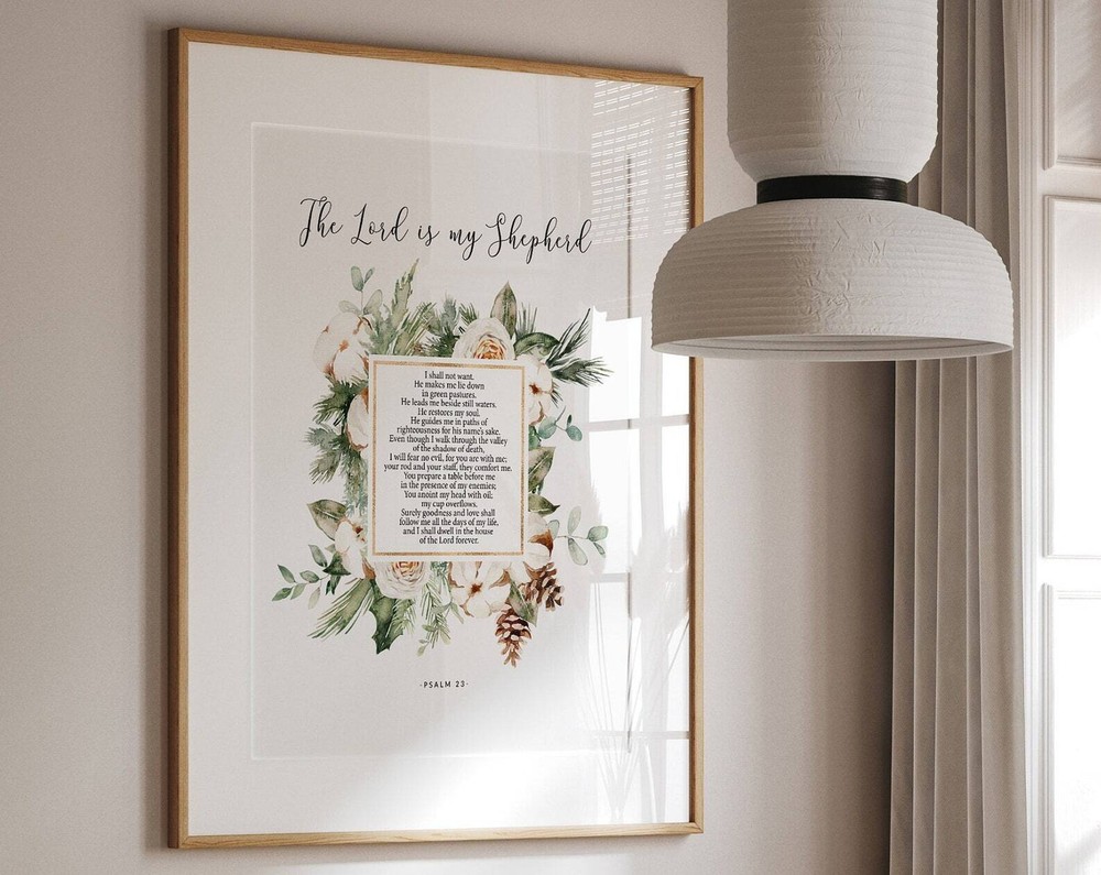 Psalm 23 The Lord Is My Shepherd Christian Bible Verse Art Gift
