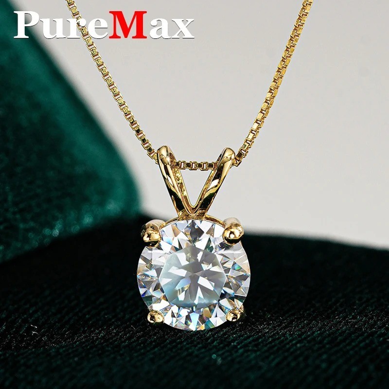 Lab Created AAA CZ Necklace 2 Carat Brilliant Cut Solitaire pendant Round Single