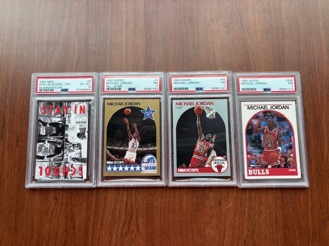 Michael Jordan PSA Lot (4) 1989 1990 Hoops #200 #65 All-Star + 1991 Nike Spike L