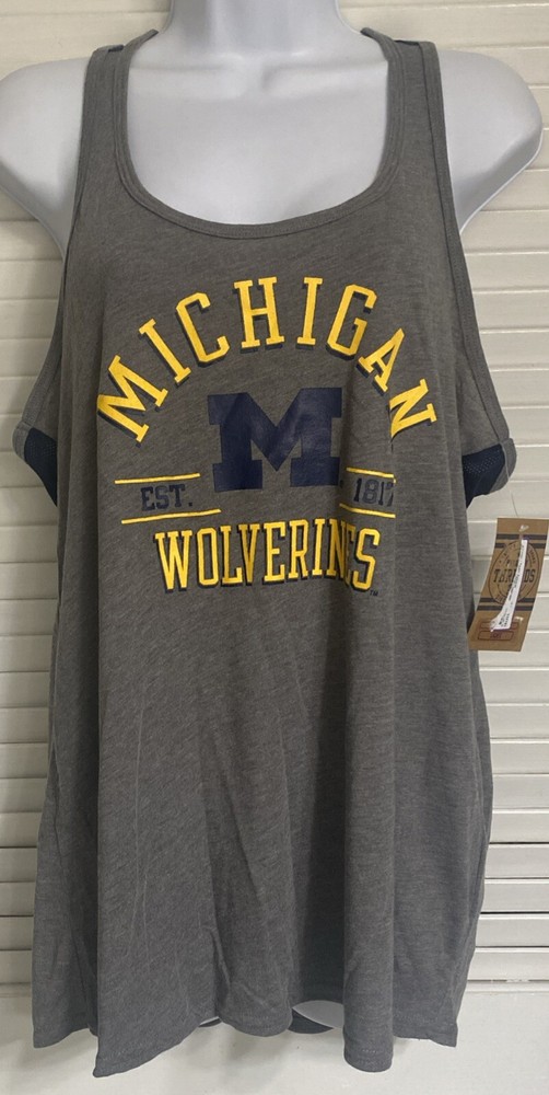 Women's Michigan Wolverines 1817 Racerback Tank Top Shirt, Large 12/14