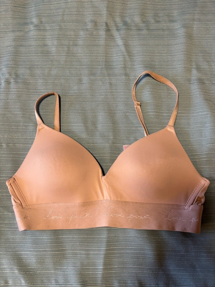 Victoria’s Secret Pink Wear Everywhere Wireless Bra  Beige  32A Lightly Lined