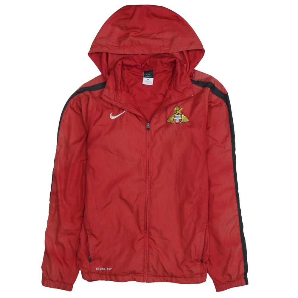 Nike Mens Windbreaker Jacket Red Storm FIT Hooded Zip Front Zipped Pockets S