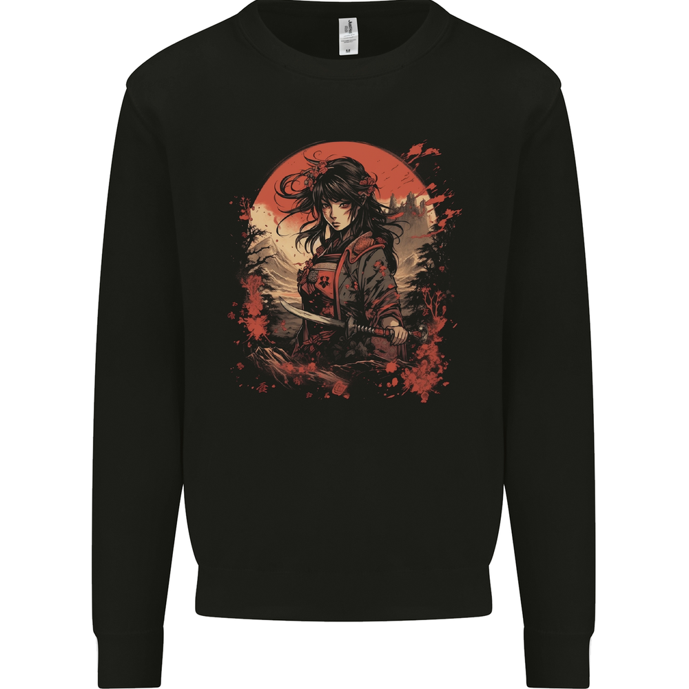 Anime Samurai Girl Fantasy Warrior Mens Sweatshirt Jumper