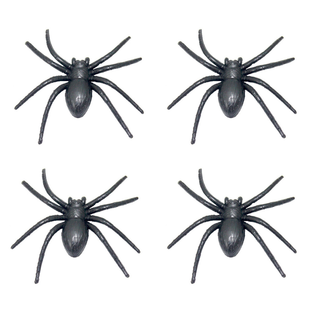 4 Pcs Lifelike Spider Spiders Realistic Prank Halloween Novelties
