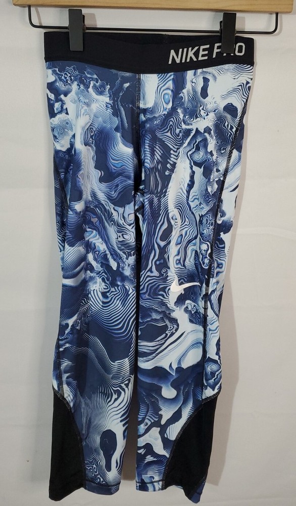 Nike Dri Fit Leggings Women's Size XS Activewear Blue/white Running Yoga