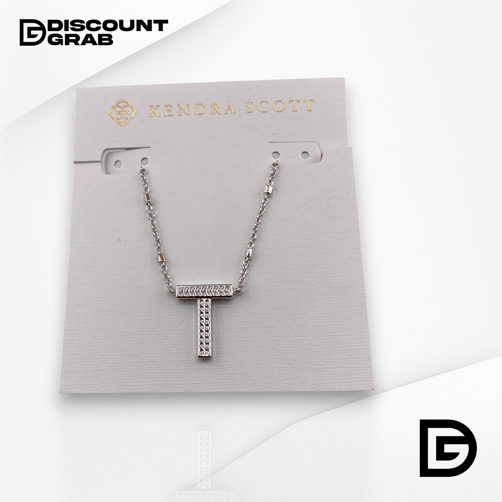 Kendra Scott Letter T Pendant Necklace – Rhodium Metal (BRAND NEW)