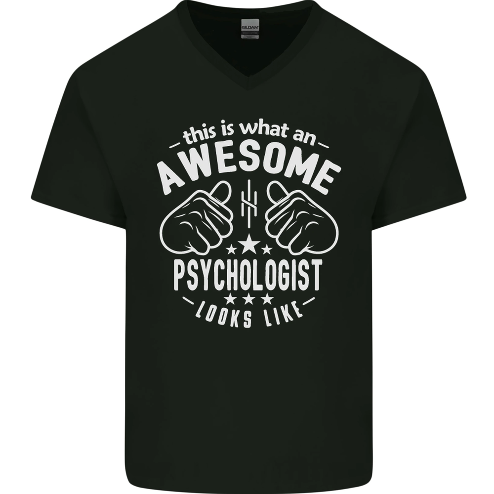 An Awesome Psychologist Looks Like Mens V-Neck Cotton T-Shirt