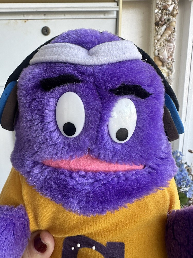 Vintage 1984 McDonald's GRIMACE with Headphones Purple Plush 14” Plush