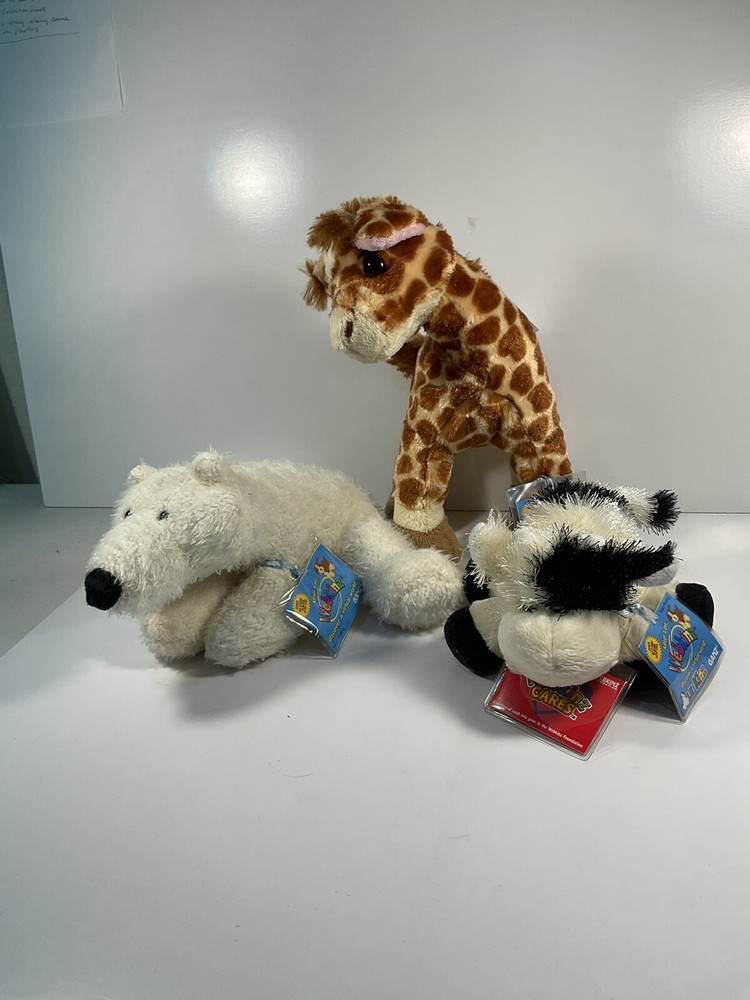 NEW!  3 WEBKINZ ,GIRAFFE HM403,Polar Bear HM116,CowHS003, All New W/Tags-Codes