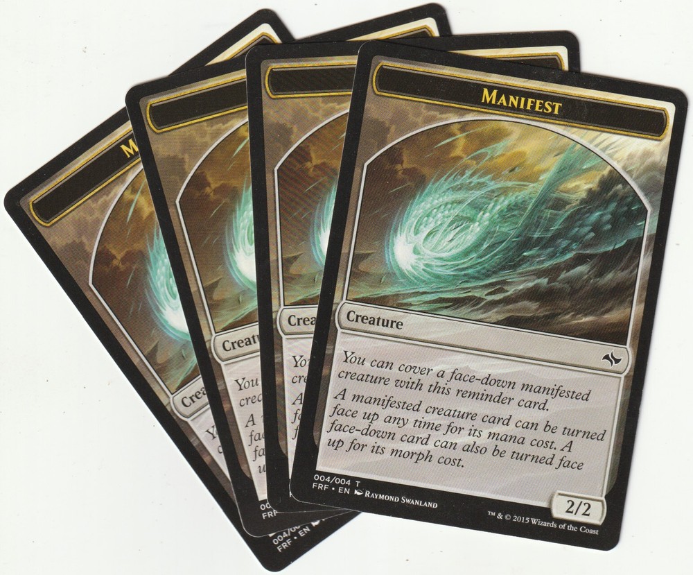 4 MTG FRF Manifest Creature Tokens Playset - NM/EX Condition  