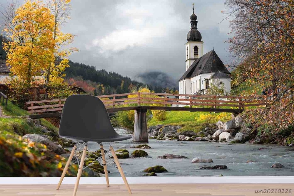 3D Forest River Autumn Landscape Wall Murals Wallpaper Murals Wall Sticker