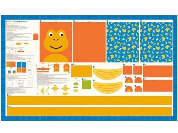 Back to School Monkey Backpack Fabric Panel #20897 11 Moda Stacy Iest Hsu-image