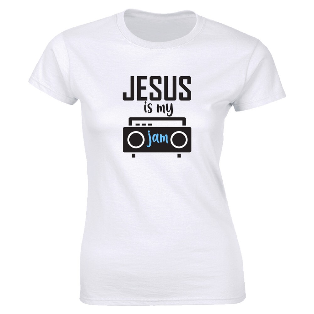 Jesus Is My Jam Shirt Funny Cute Religious Christian Music Graphic Women's Tee