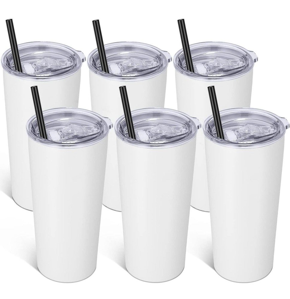 20oz Tumbler Bulk With Lid And Straw 6 Pack Stainless Steel Vacuum Insulated Tum