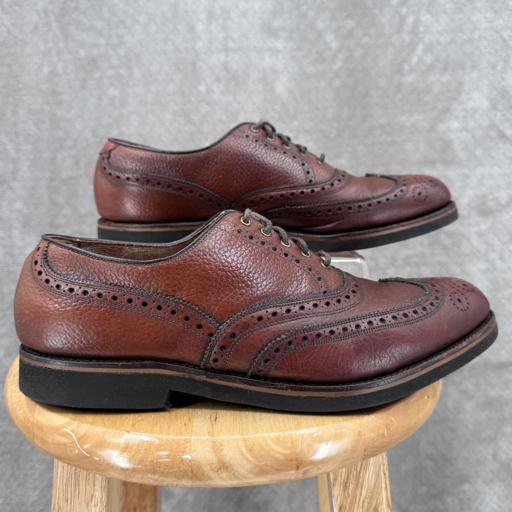 Allen Edmonds McAllen Shoes Mens 10.5 C Brown Leather Wingtip Oxford Brogue USA