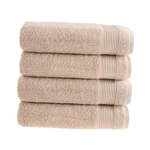 Turkish Cotton Towels (Pack of 4) Bath Towels Super Soft 4-Pack Bath Towel Tan